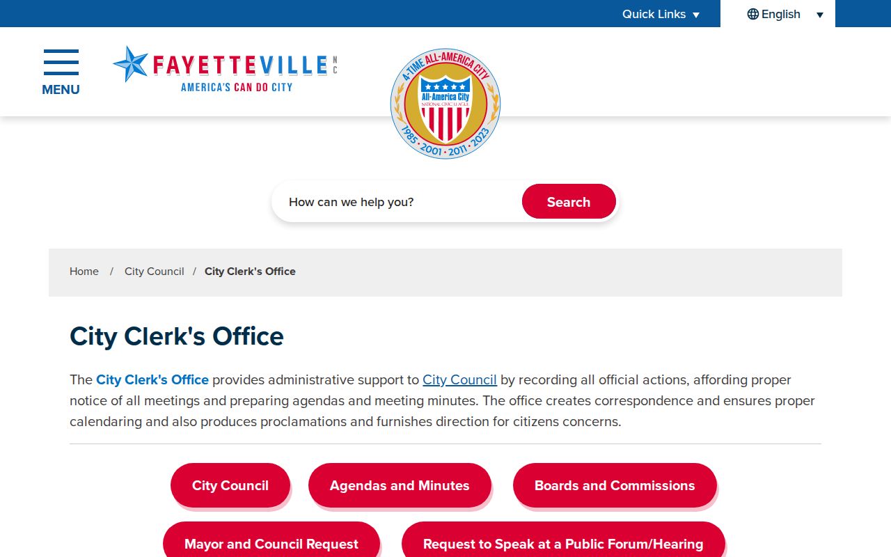 Fayetteville neighbors City Clerk public records