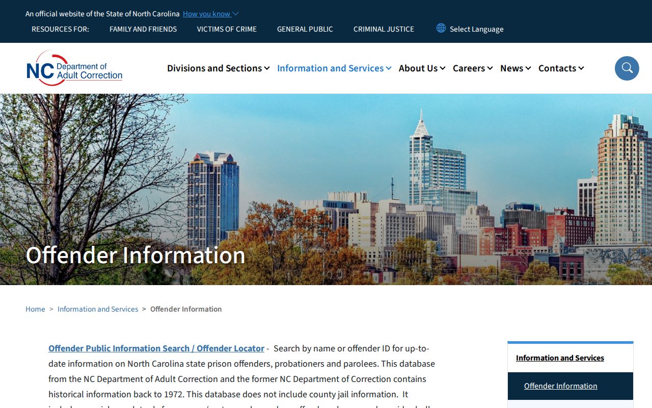 Fayetteville resident lookup North Carolina Adult Correction offender search